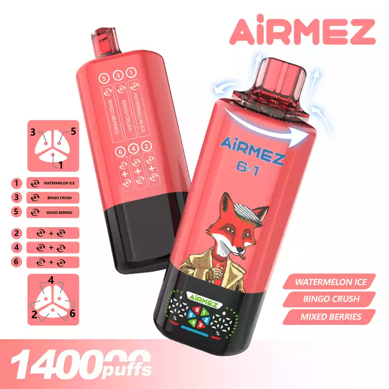 AIRMEZ FOX 140000 Puffs Disposable Vapes  140K 6 Taste Combination Mode Small Screen