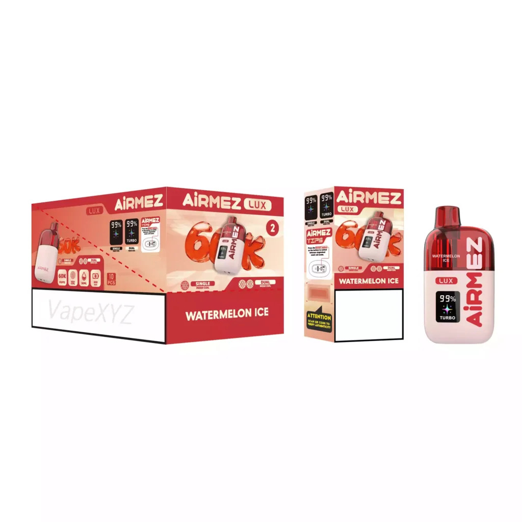 AIRMEZ LUX 60000 puffar engångsvape 60K synlig tank Dual Mesh Coil Boost-funktion