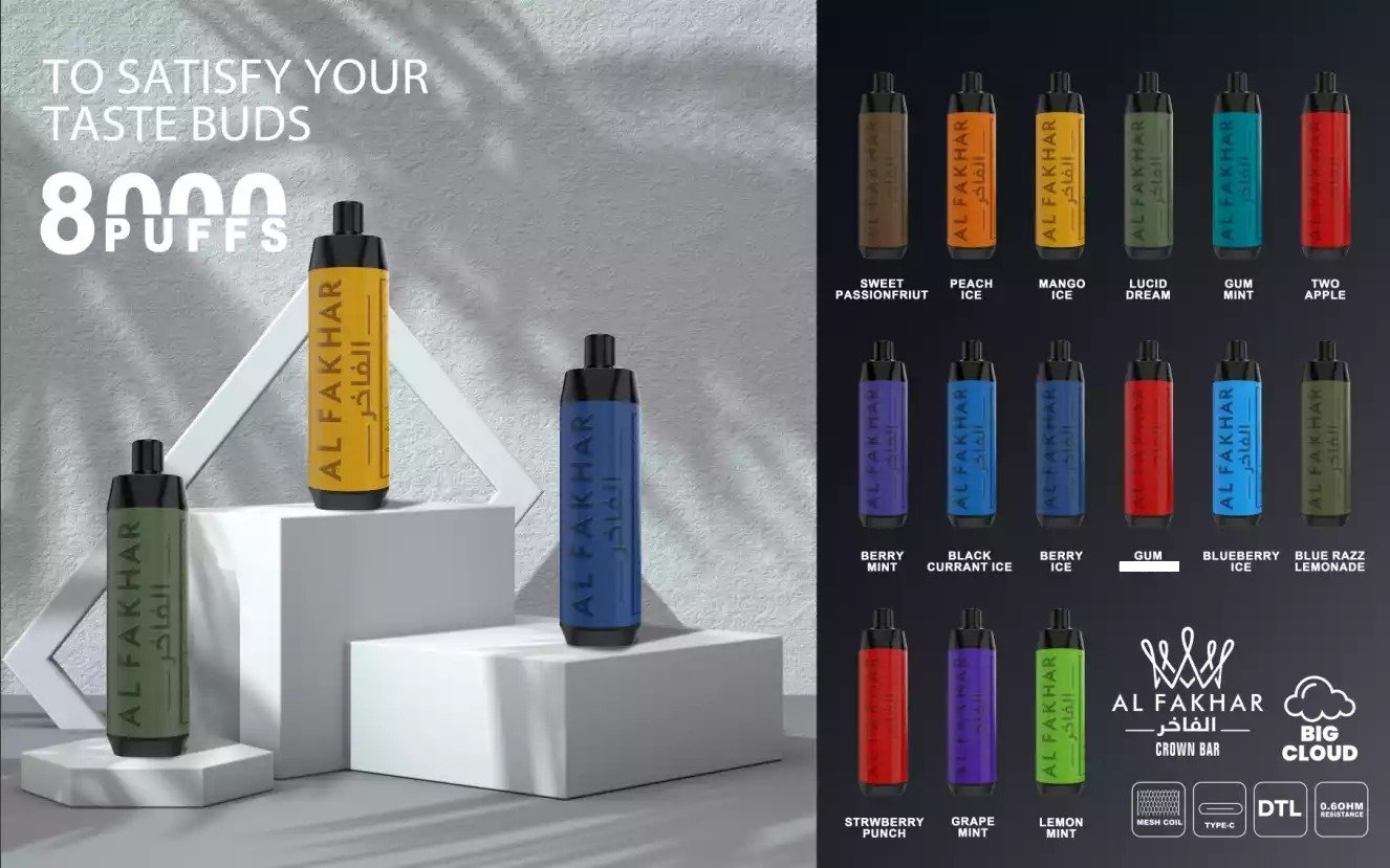Al Fakhar Crown Bar 8000 Puffs Big Cloud DTL Bulk Buy Rechargeable Disposable Vapes Wholesale 20 Al Fakhar Crown Bar 8000 Puffs Big Cloud DTL 2% Low Nicotine Original Factory Bulk Buy Rechargeable Disposable Vapes Pen Wholesale