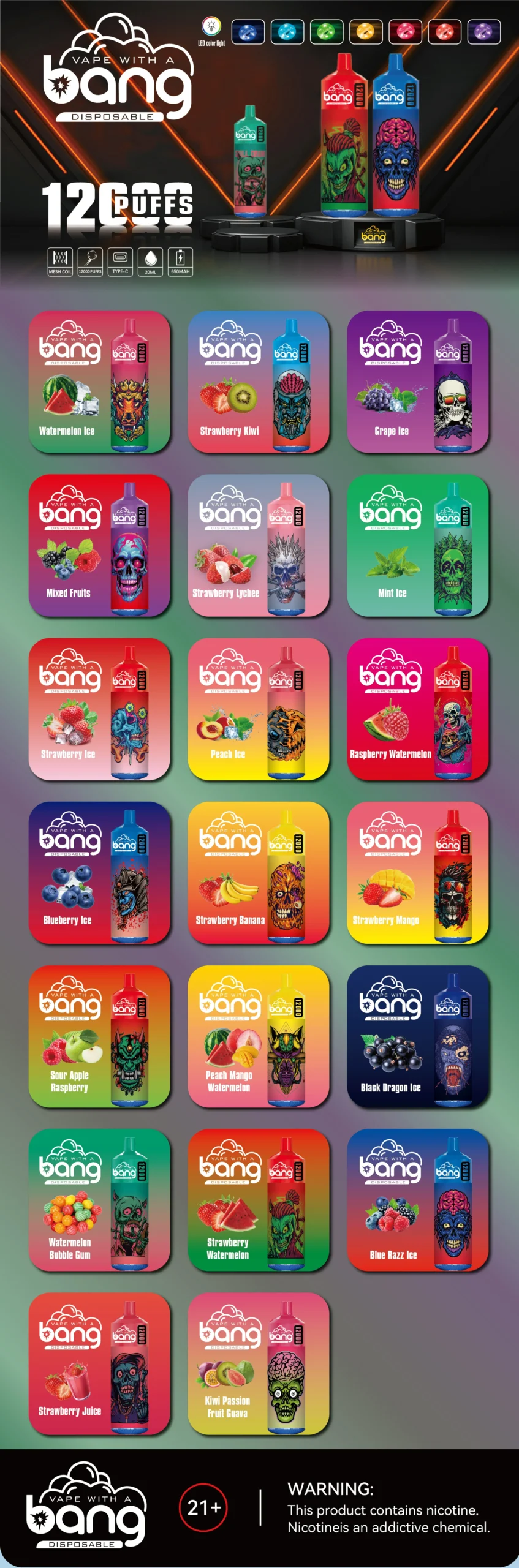 BANG 12000 Puffs Bulk Buy Rechargeable Disposable Vapes Wholesale 45 BANG 12000 Puffs Technical Layout Wholesale