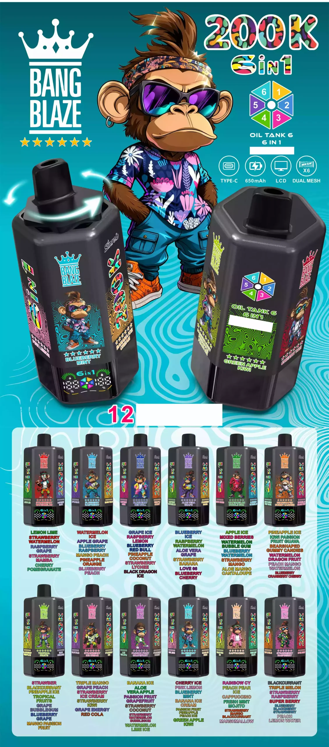 BANG BLAZE 200K DSK069 Disposable Vapes Wholesale Bulk Buy 200000 Puffs 6 In 1 Switchable Dual Mesh 20 BANG BLAZE 200K DSK069 Disposable Vapes Wholesale Bulk Buy 200000 Puffs 6 In 1 Switchable Dual Mesh