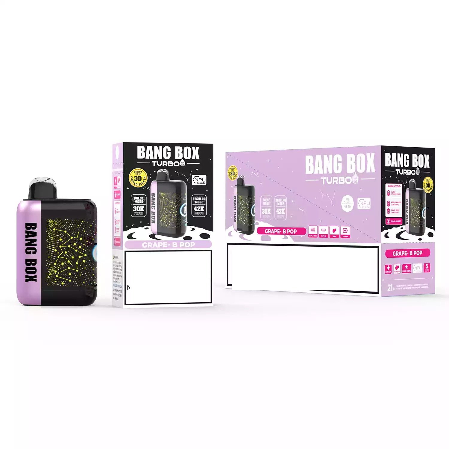 BANG BOX TURBO 42000 Puffs 3D Curved Display  Rechargeable Disposable Vapes