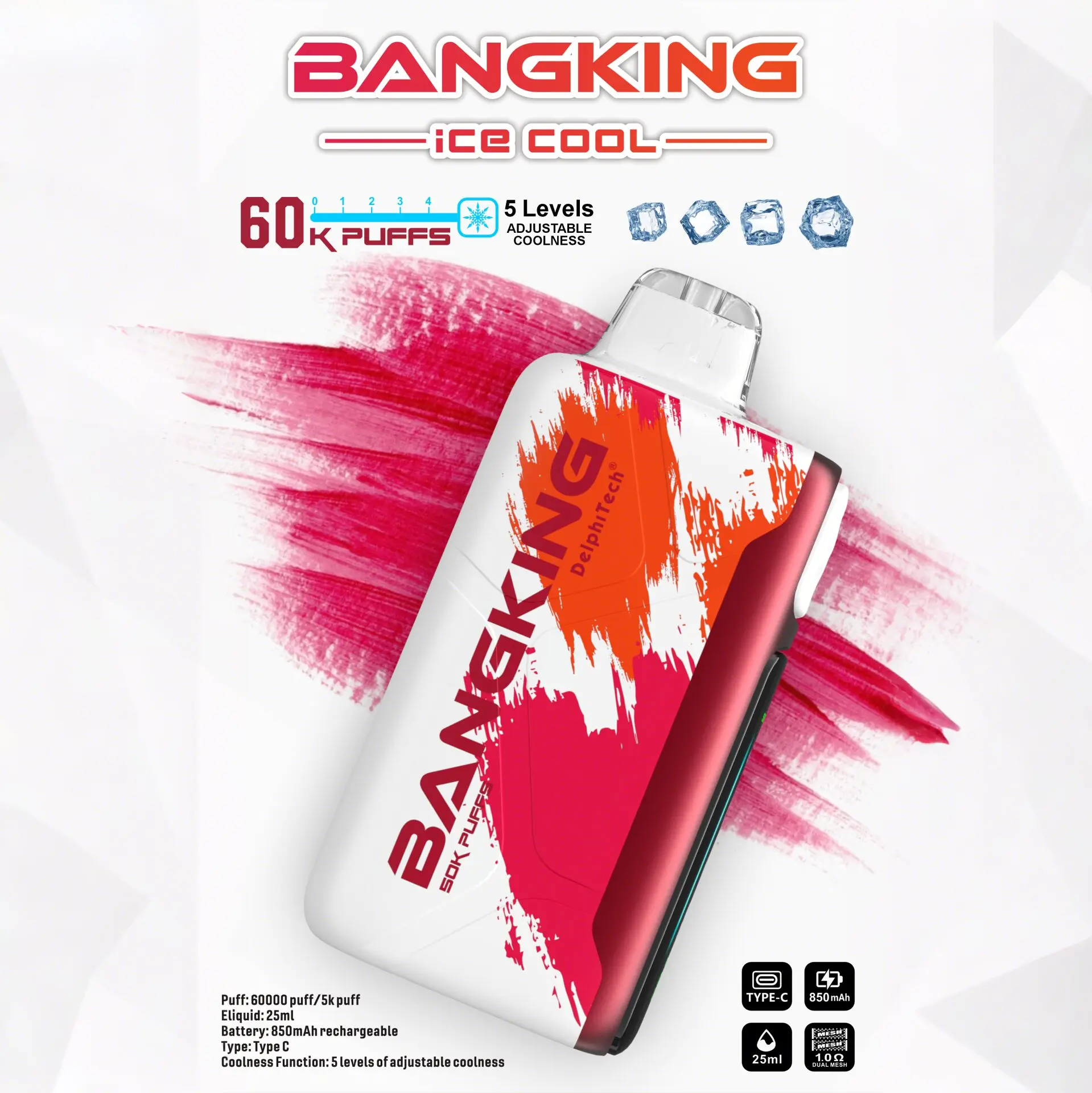 BANG KING 60000 Puffs DSK048 Ice Cool Bulk Buy 60K Rechargeable Disposable Vapes Wholesale