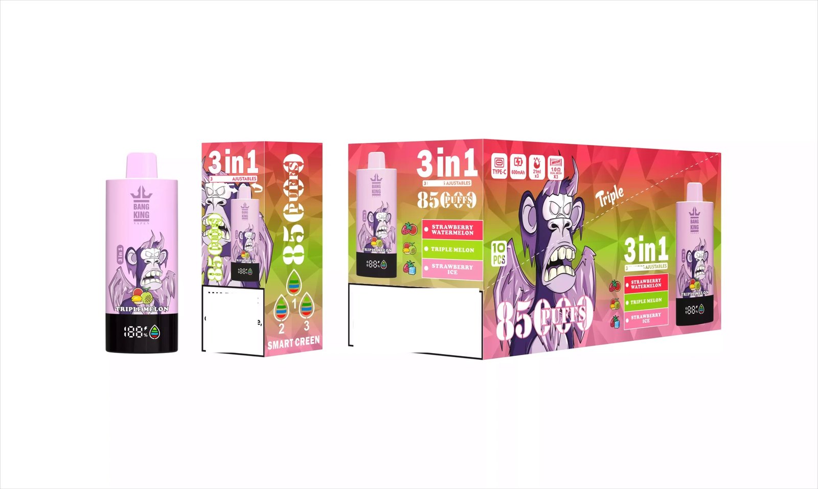 BANG KING 85000 85K Puffs DSK052 3-in-1 Tastes Bulk Buy Rechargeable Disposable Vapes Wholesale 28 BANG KING DSK052 Disposable Vape Wholesale 85000 Puffs Premium Dispos 1 scaled VapeNex