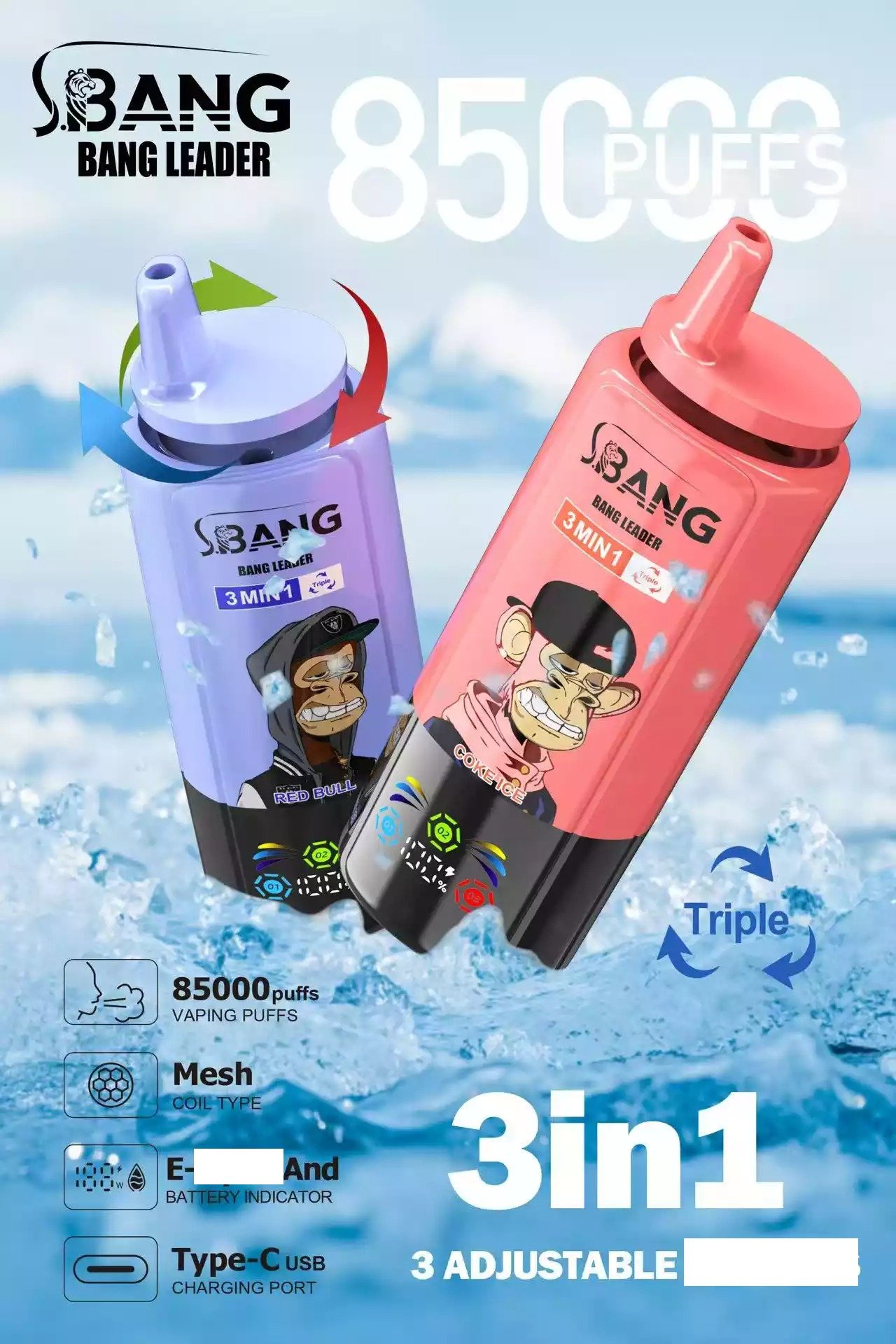BANG LEADER 85000 Puffs 3 Tastes Bulk Buy Rechargeable Disposable Vapes Wholesale 32 BANG LEADER 85000 Puffs 3 Taste Profiles Low Concentration Bulk Buy Original Rechargeable Disposable Vapes Wholesale