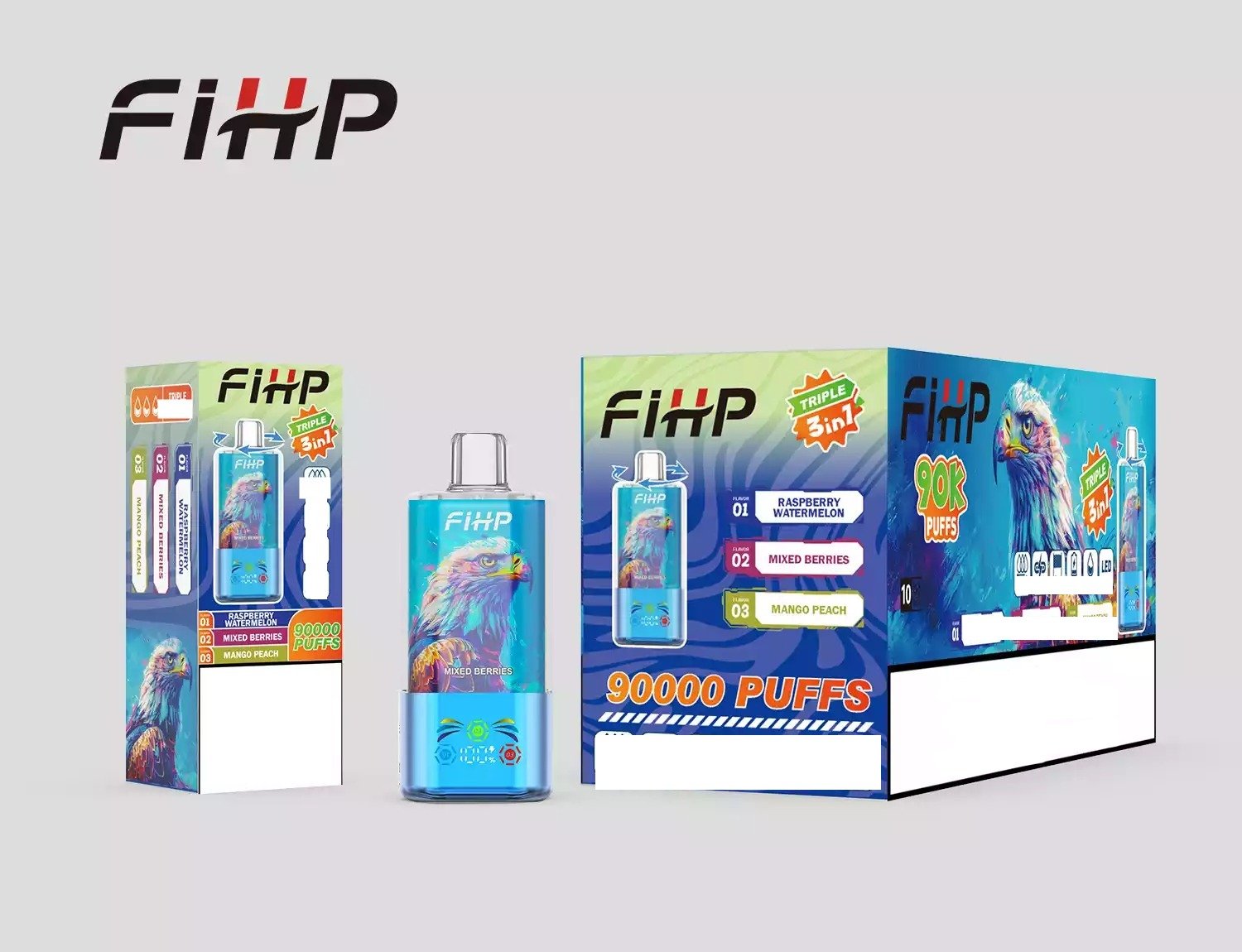 FIHP Triple Taste 3 IN 1 90K 90000 Puffs Versatile Series Puffs Disposable Vape Wholesale Bulk Buy 18 FIHP 3 IN 1 90K 90000 Puffs Versatile Series Puffs Disposable Vape Wholesale Bulk Buy