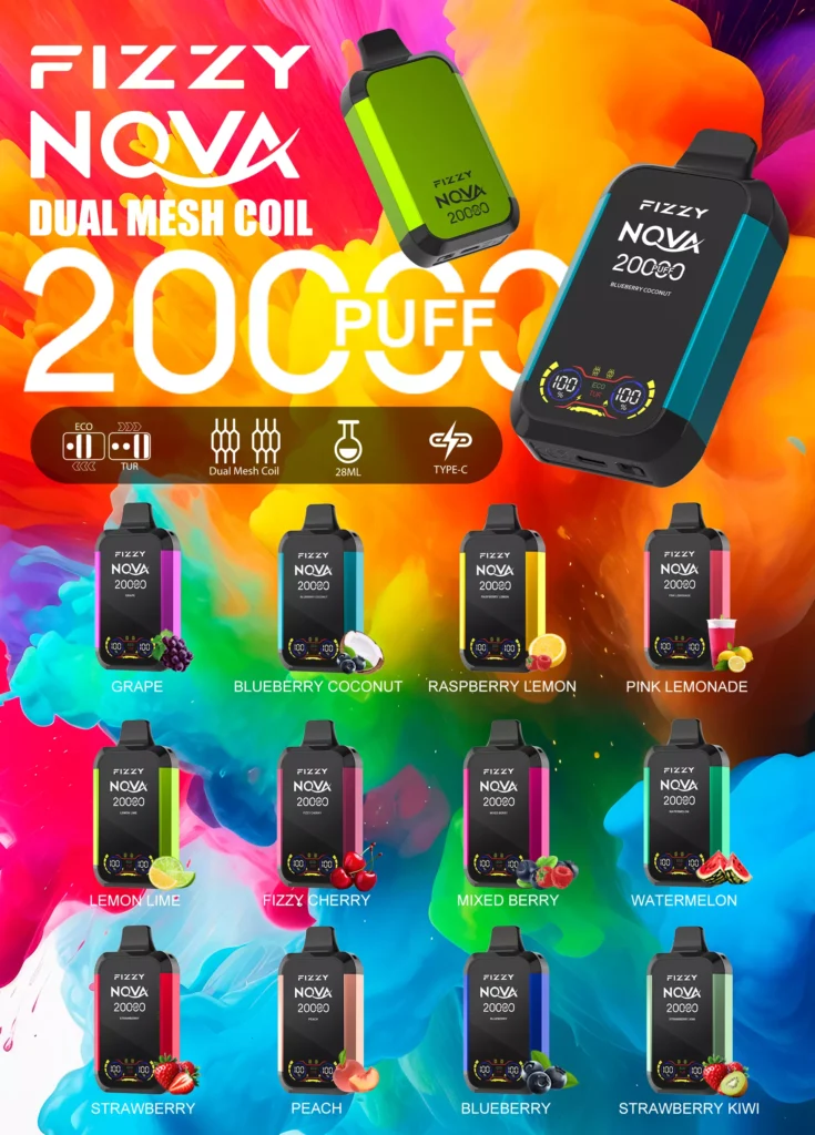 FIZZY Nova 20000 Puffs Dual Mesh Bulk Buy LCD Screen Rechargeable Disposable Vapes Wholesale 32 FIZZY Nova 20000 Puffs Dual Mesh Rechargeable Device