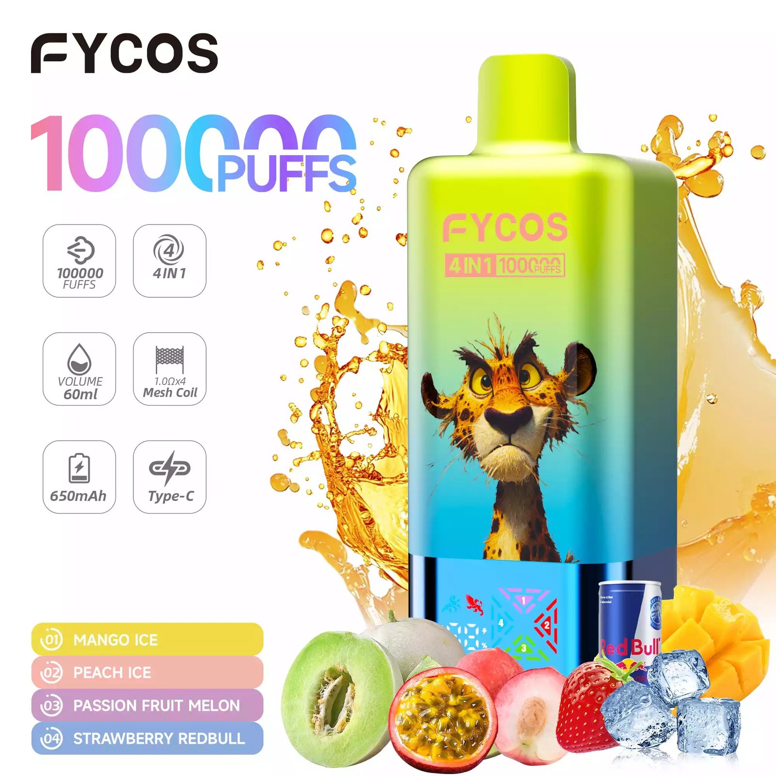 FYCOS 4-IN-1 100K Disposable Vape Wholesale 100000 Puffs Bulk Buy - Image 3