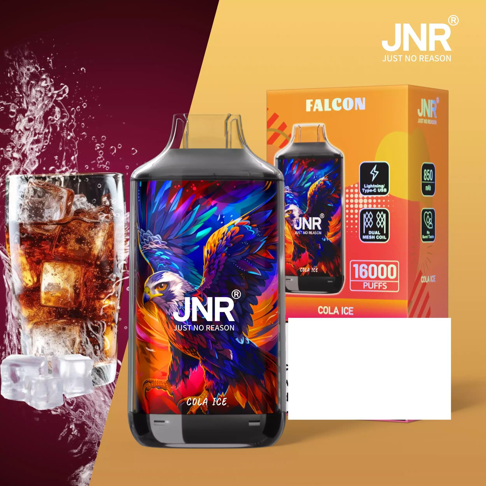 JNR FALCON 16000 Puffs Crystal Craft Dual Mesh Bulk Buy Rechargeable Disposable Vapes Wholesale - Image 25