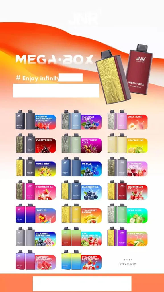 JNR MEGA BOX 25000 Puffs Dual Mesh Bulk Buy Rechargeable Disposable Vapes Wholesale 45 JNR Mega Box 25000 Puffs Dual Mesh 0% 2% 5% Original Factory Bulk Buy Rechargeable Disposable Vapes Pen Wholesale