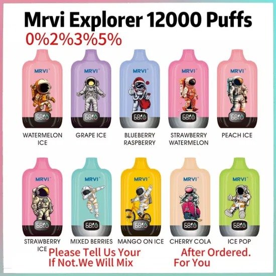 MRVI Explorer 12000 Puffs Digital Screen  Rechargeable Disposable Vapes