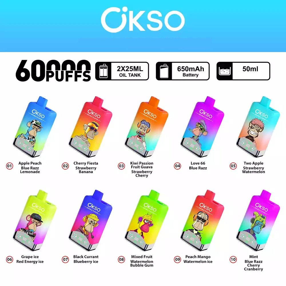 OKSO Double Tastes 60000 Puffs LCD Screen Bulk Buy Rechargeable Disposable Vapes Wholesale 42 OKSO 60000 Puffs Dual Profile Bulk Buy Rechargeable Disposable Vapes Pen Wholesale