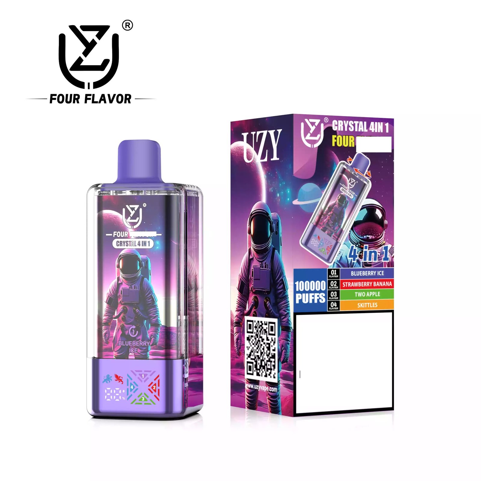 UZY Crystal Four Tastes 100000 Puffs Bulk Buy 100K Rechargeable Disposable Vapes Wholesale - Image 3