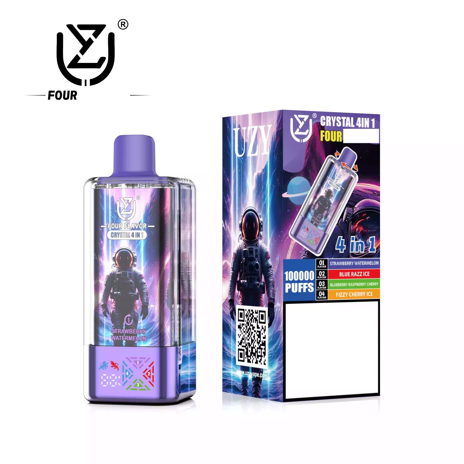 UZY Crystal Four Tastes 100000 Puffs Bulk Buy 100K Rechargeable Disposable Vapes Wholesale - Image 2