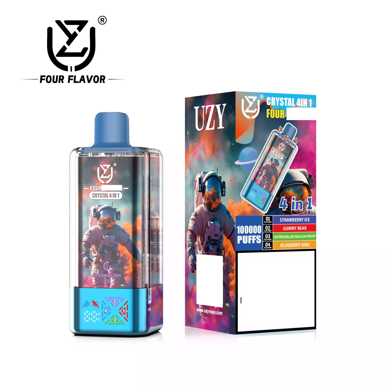 UZY Crystal Four Tastes 100000 Puffs Bulk Buy 100K Rechargeable Disposable Vapes Wholesale - Image 8