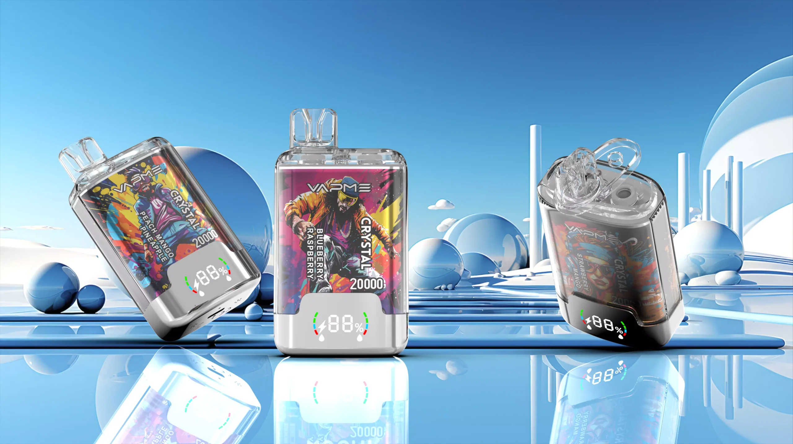 VAPME CRYSTAL 20000 Puffs Double Taste Digital Screen Bulk Buy Rechargeable Disposable Vapes Wholesale 18 VAPME Crystal 20000 Puffs Dual Profile Digital Screen 2% Strength Original Factory Bulk Buy Rechargeable Disposable Vapes Pen Wholesale