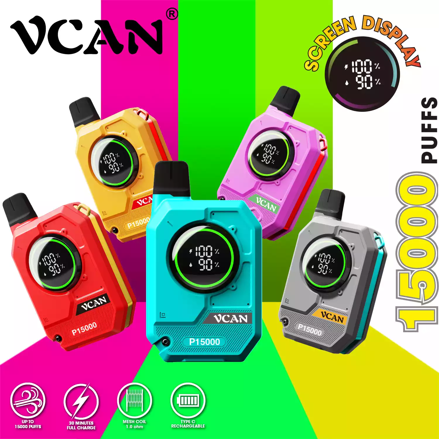VASY VCAN PRO 15000 Puffs Bulk Buy Rechargeable Disposable Vapes Wholesale - Image 2