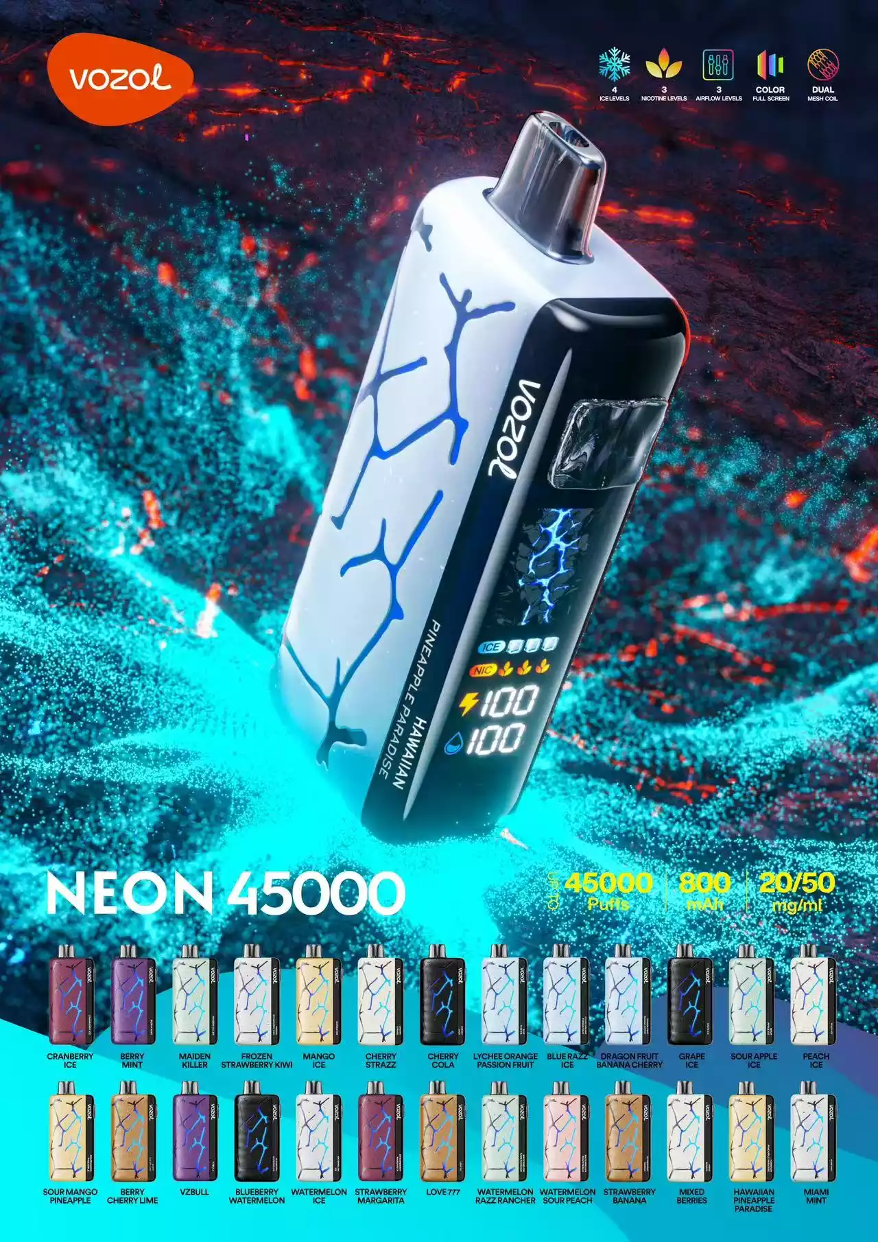 VOZOL NEON 45000 Puffs 50mg Bulk Buy Rechargeable Disposable Vapes Wholesale 50 VOZOL NEON 45000 Puffs 50mg Low Nicotine Bulk Buy Original Rechargeable Disposable Vapes Wholesale