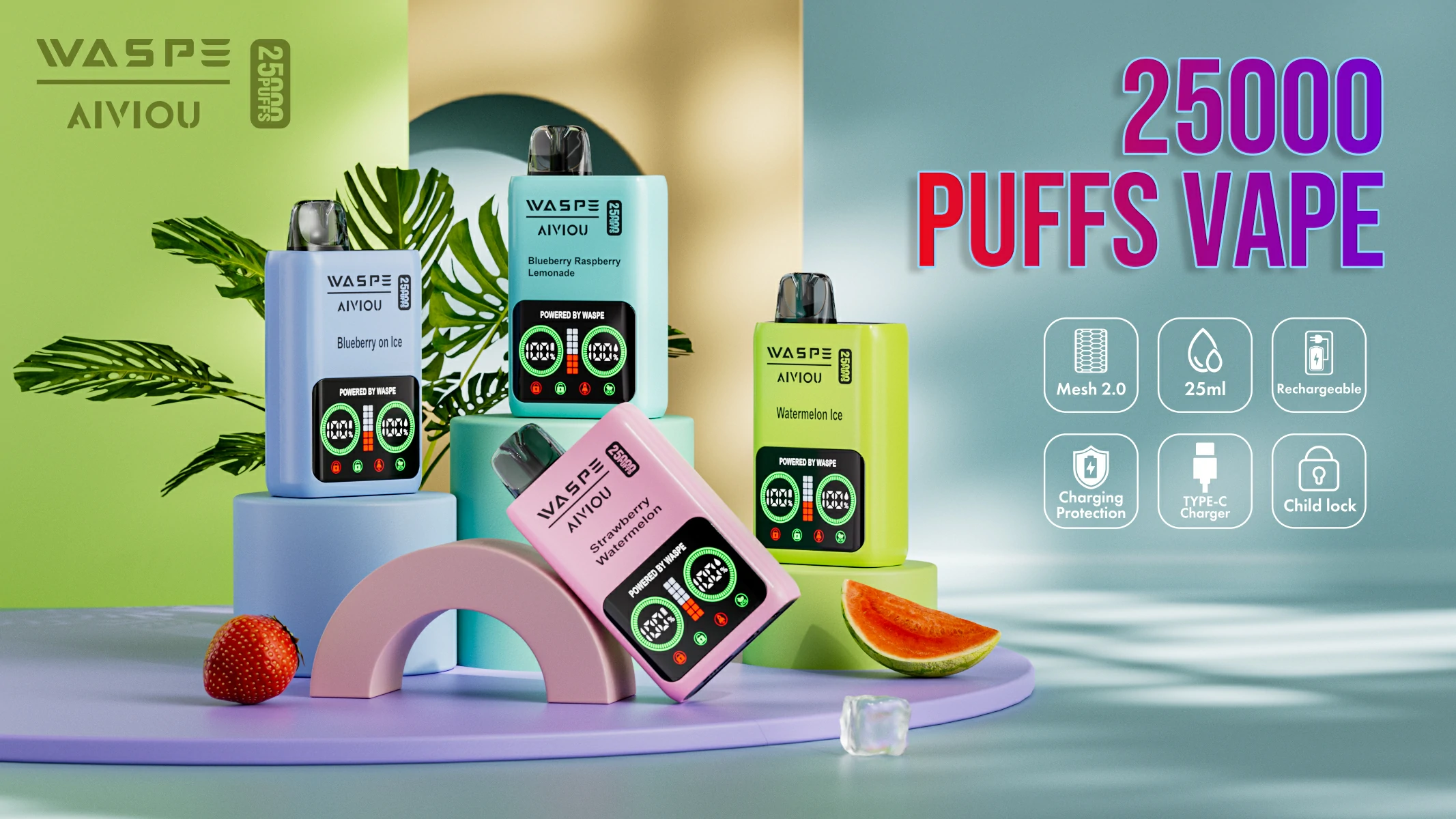 WASPE 25000 PUFFS Dual Mesh Box Bulk Buy Rechargeable Disposable Vapes Wholesale 8 WASPE 25000 PUFFS Dual Mesh Box Wholesale