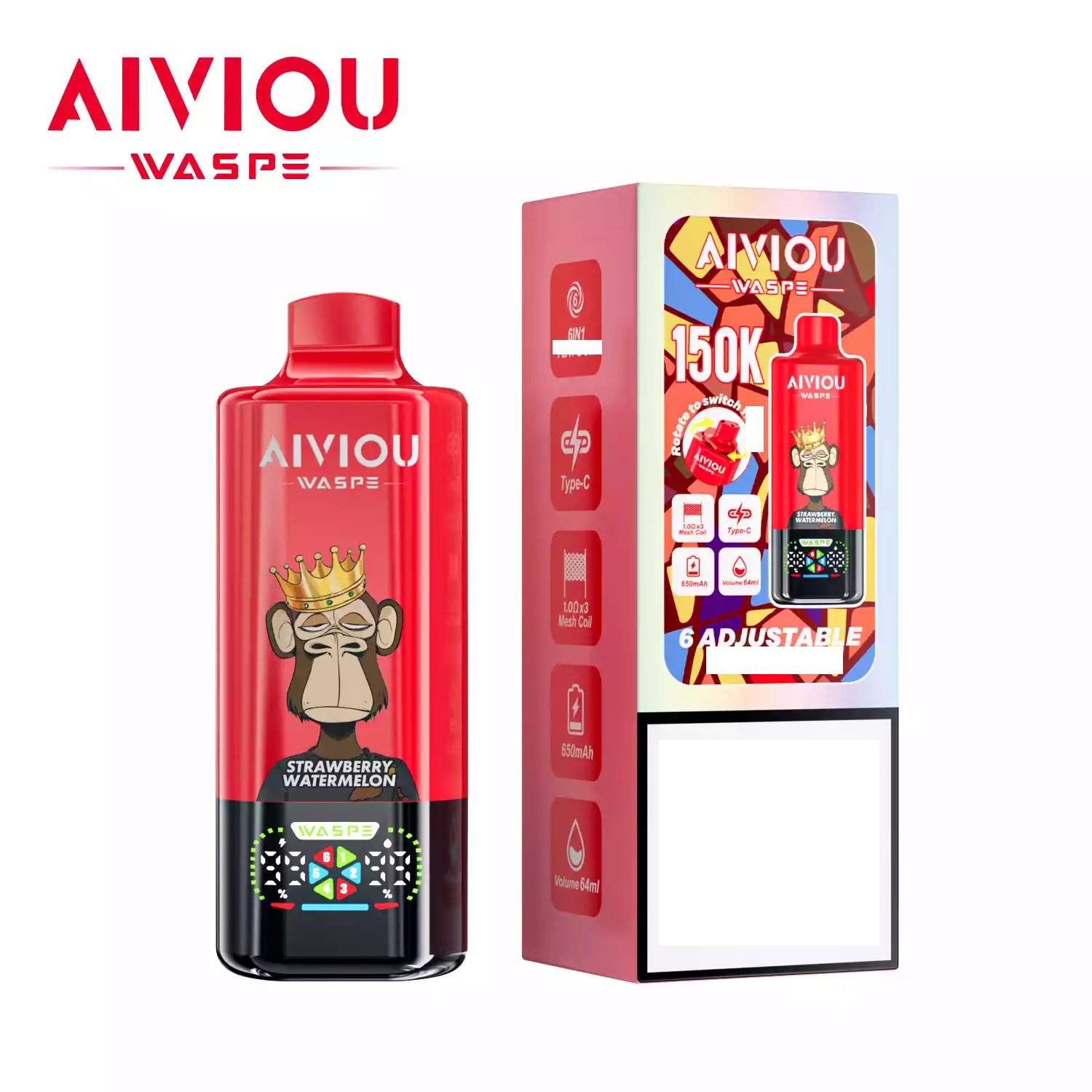 WASPE AIVIOU 150000 Puffs Six Tastes  Rechargeable Disposable Vapes